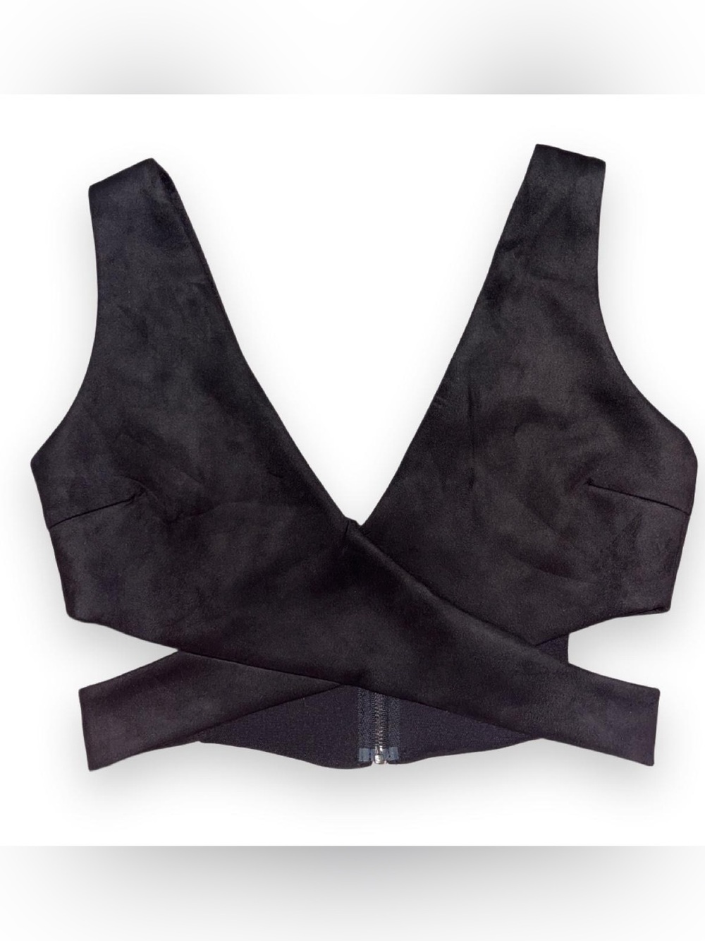 BCBGMaxAzria Black Wrap-Front Crop Top XS